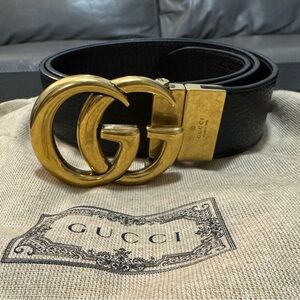 Gucci Belt Reversible Black/Brown Gold Buckle Men’s 90